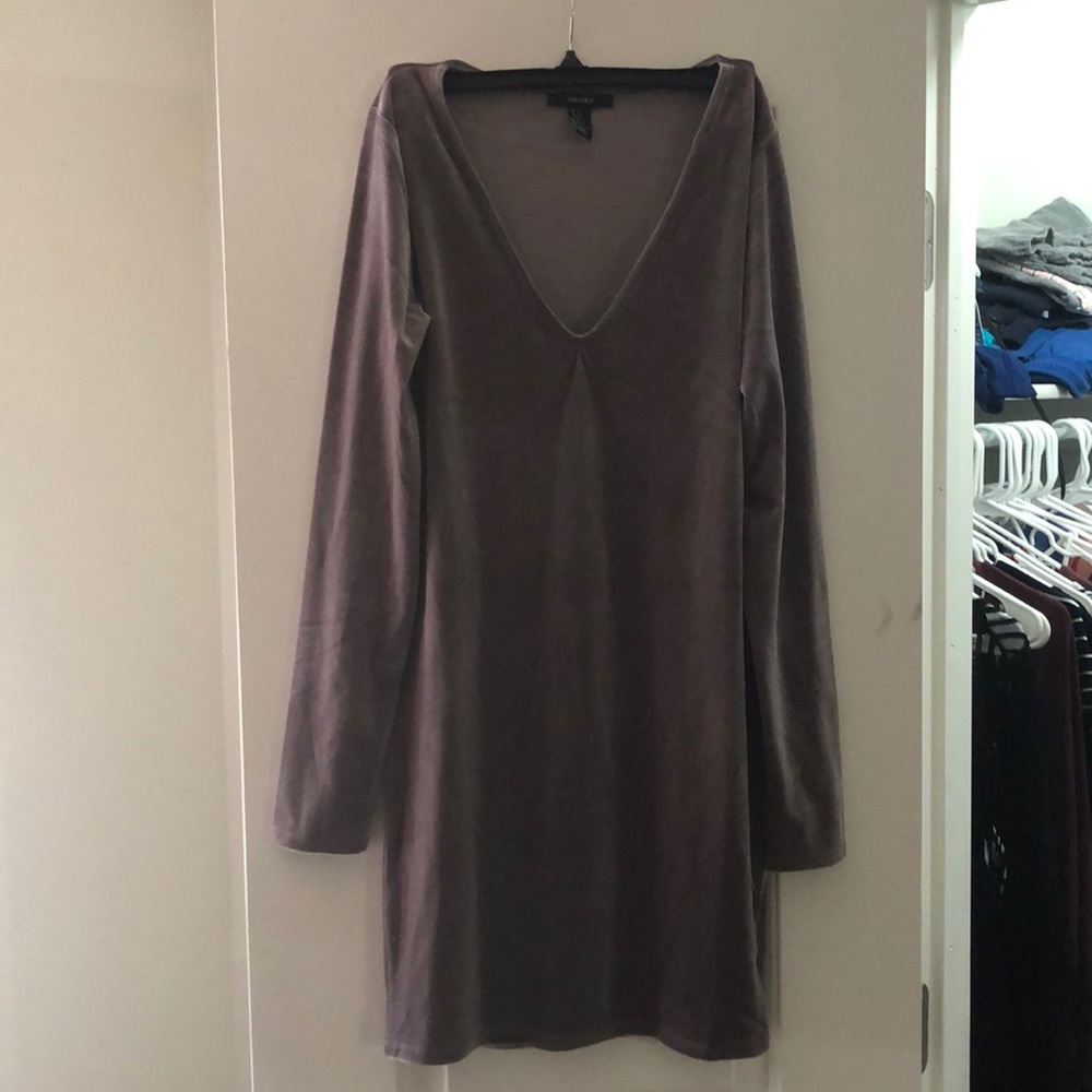 Velvet grey/light purple body con dress